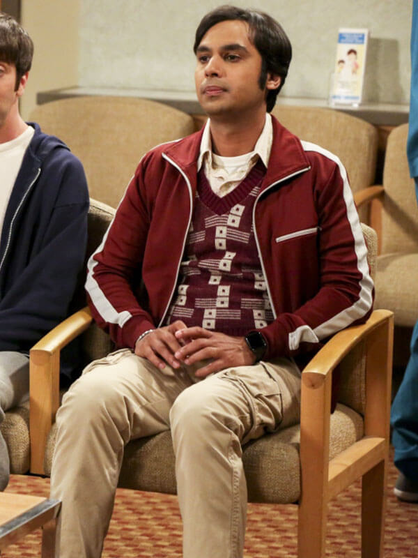 Raj Koothrappali Big Bang Season 12 Maroon Zipup Jacket