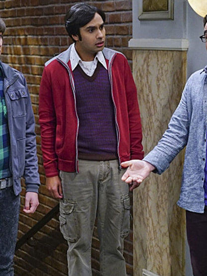 Raj Koothrappali Big Bang Theory Season 03 Red Fleece Jacket
