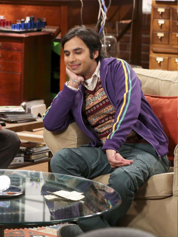 Raj Koothrappali Big Bang Theory Season 05 Purple Track Jacket