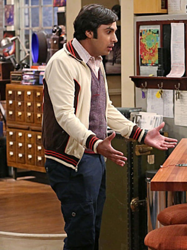 Raj Koothrappali Big Bang Theory Season 05 White Bomber Jacket