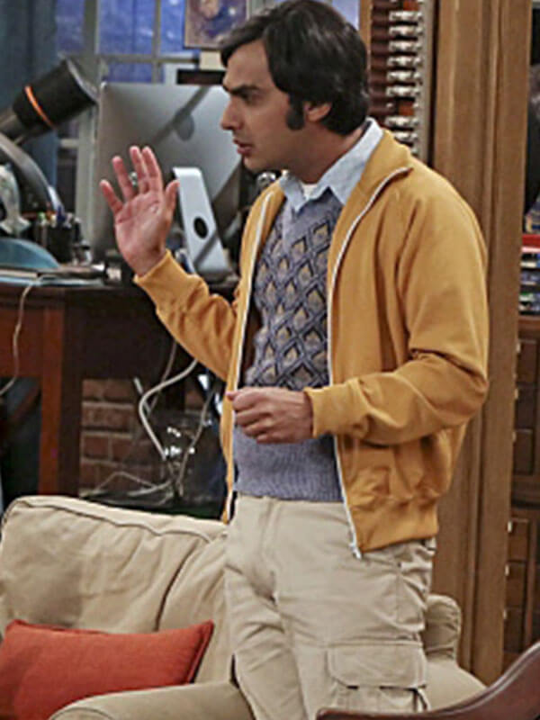 Raj Koothrappali Big Bang Theory Season 07 Yellow Zip Up Jacket