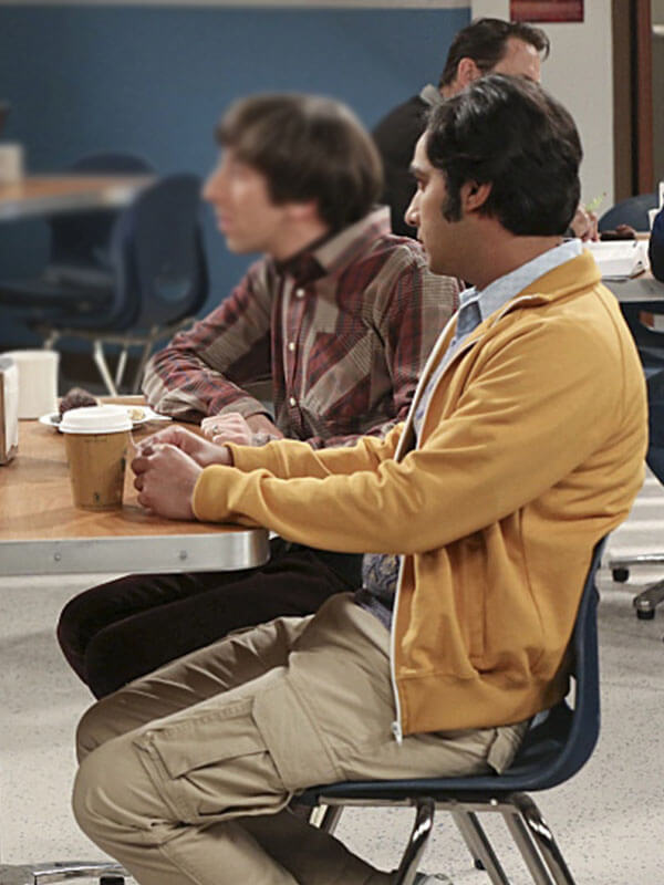 Raj Koothrappali Big Bang Theory Season 07 Yellow Zip Up Jacket