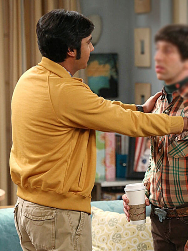 Raj Koothrappali Big Bang Theory Season 07 Yellow Zip Up Jacket