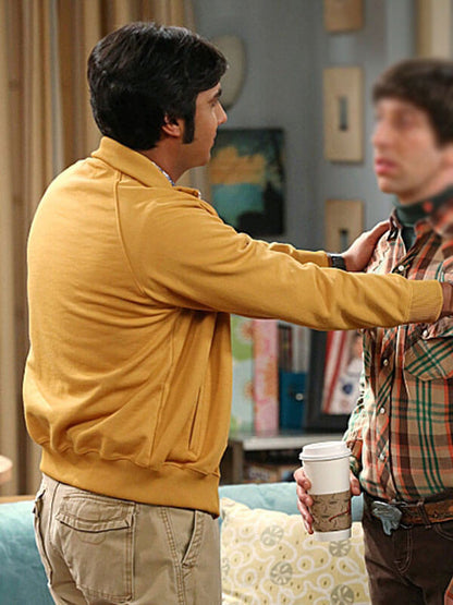 Raj Koothrappali Big Bang Theory Season 07 Yellow Zip Up Jacket