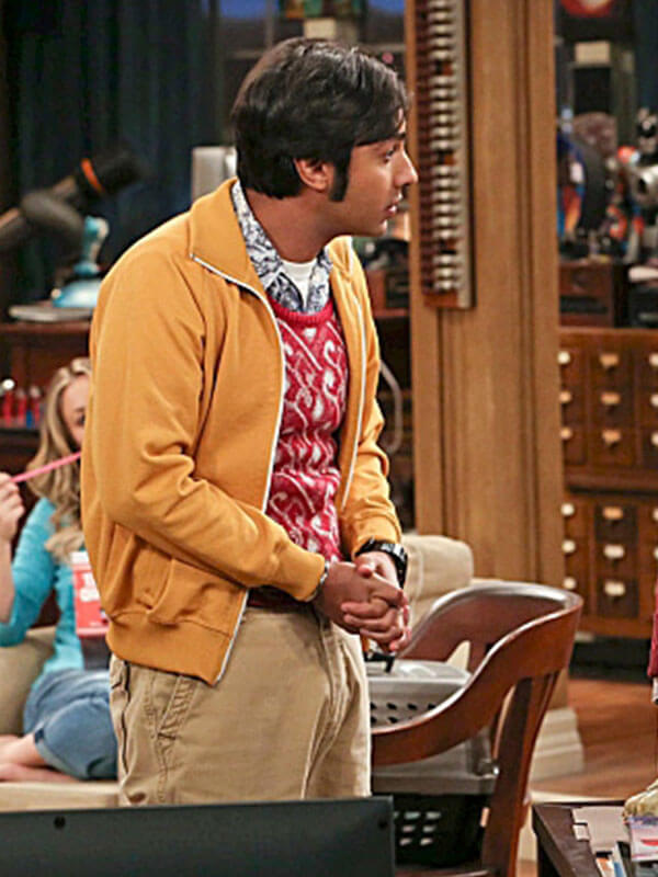 Raj Koothrappali Big Bang Theory Season 07 Yellow Zip Up Jacket