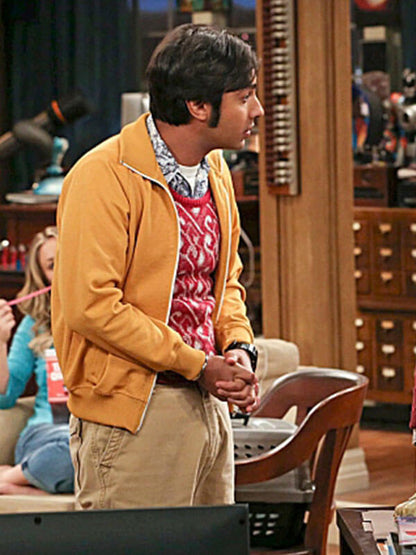 Raj Koothrappali Big Bang Theory Season 07 Yellow Zip Up Jacket