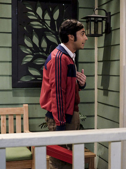 Raj Koothrappali Big Bang Theory Season 09 Red Zip Up Jacket
