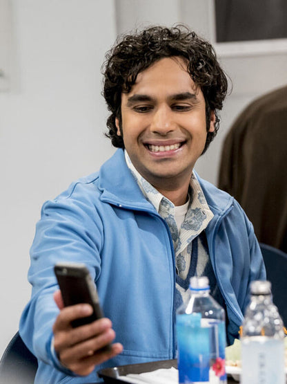 Raj Koothrappli Big Bang Theory Season 08 Blue Zipup Jacket
