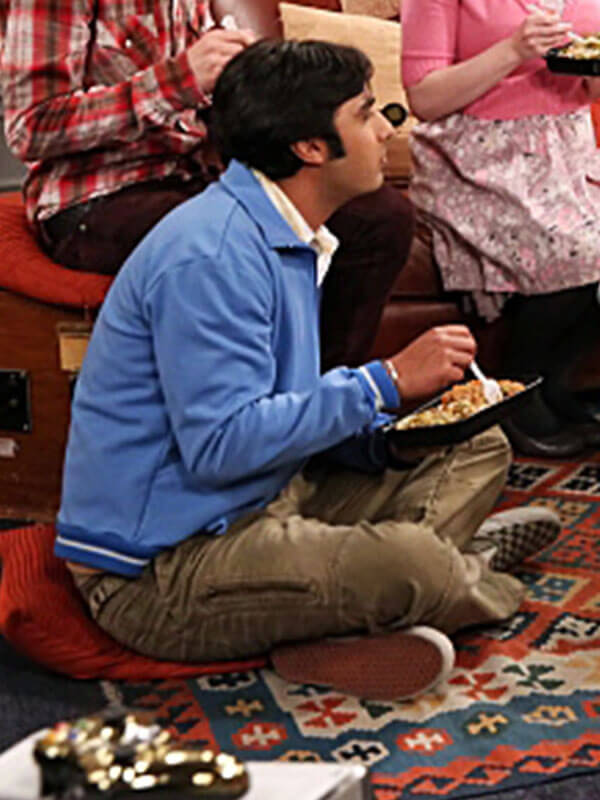 Raj Koothrappli Big Bang Theory Season 08 Blue Zipup Jacket