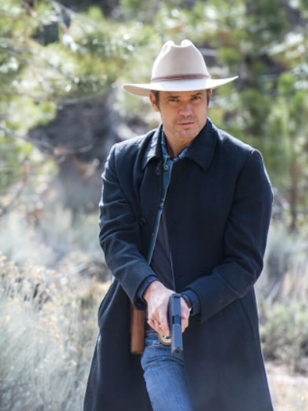 Raylan Givens justified 2010 Black Wool Trench Coat  