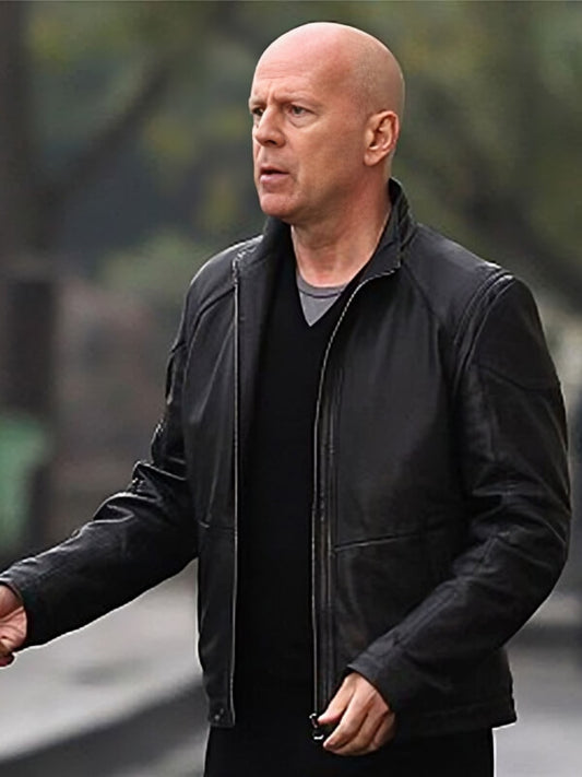 Red 2 2013 Bruce Willis Black Leather jacket