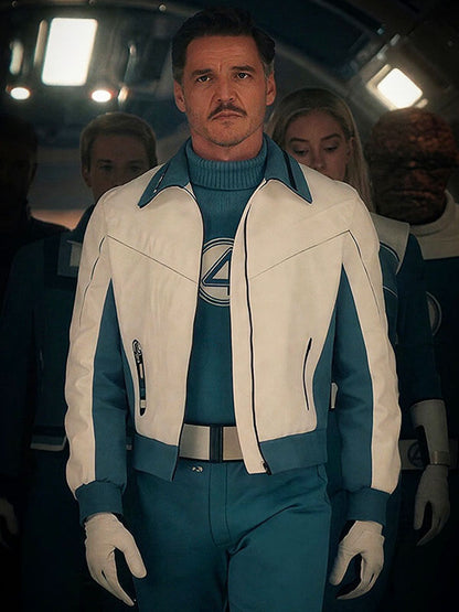 Reed Richards Avenger Doomsday 2026 White Leather Jacket