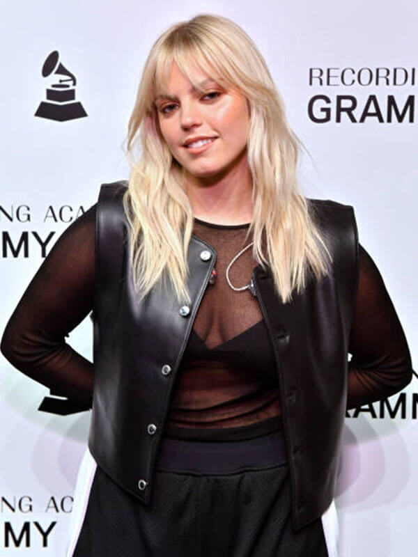 Renee Rapp Grammys Spotlight Black Leather Vest