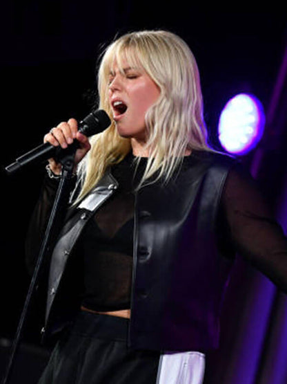 Renee Rapp Grammys Spotlight Black Leather Vest