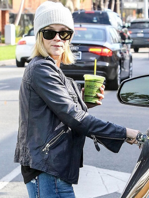 Resee Witherspoon Black Quilted Leather Jacket