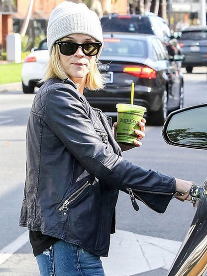 Resee Witherspoon Black Quilted Leather Jacket
