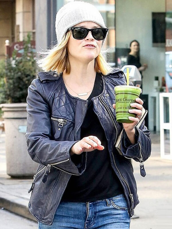 Resee Witherspoon Black Quilted Leather Jacket