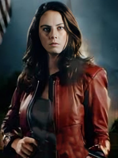 Resident Evil 2021 Kaya Scodelario Red Leather Jacket