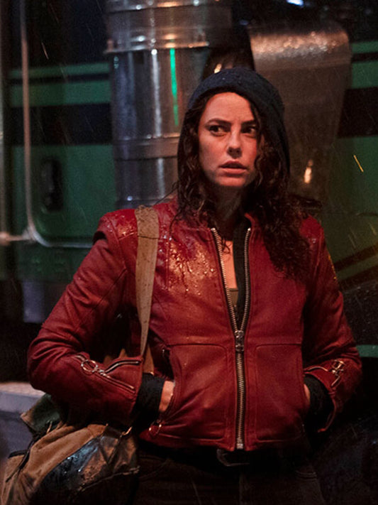  Resident Evil 2021 Kaya Scodelario Red Leather Jacket