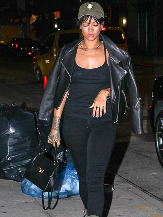 Rihanna Black Leather Jacket