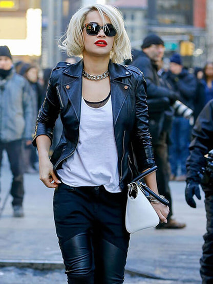 Rita Ora Black Leather Jacket