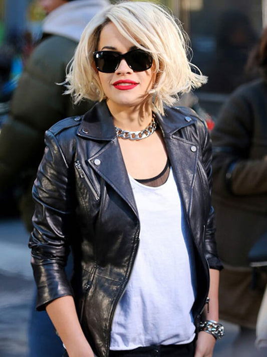 Rita Ora Black Leather Jacket