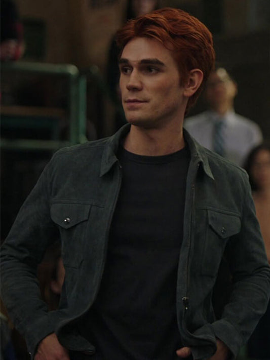  Riverdale 2017 KJ Apa Grey Suede Leather Jacket