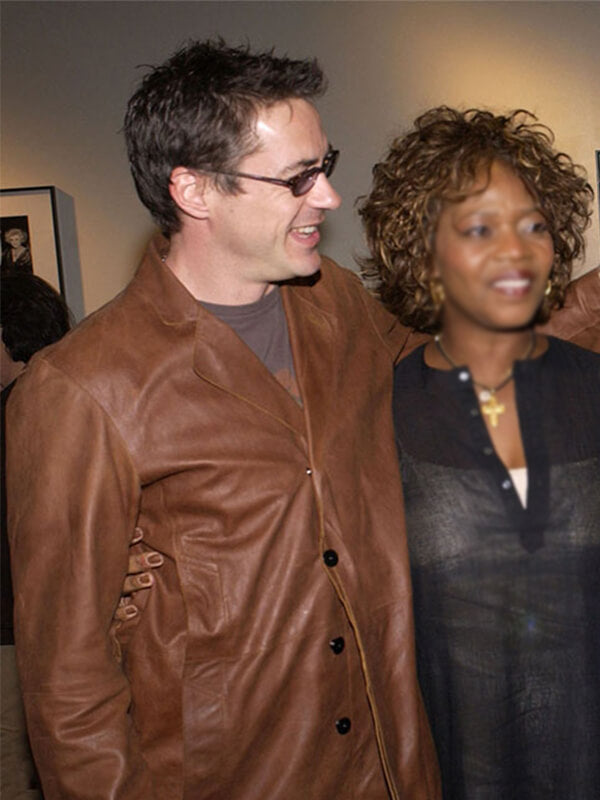 Robert Downey Jr Brown Leather Blazer