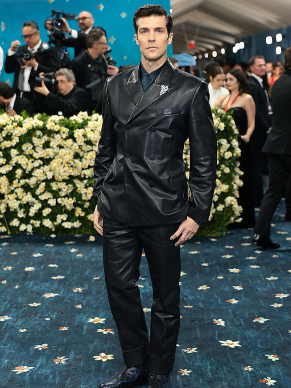 Roberto Bolle Met Gala 2025 Black Leather Blazer