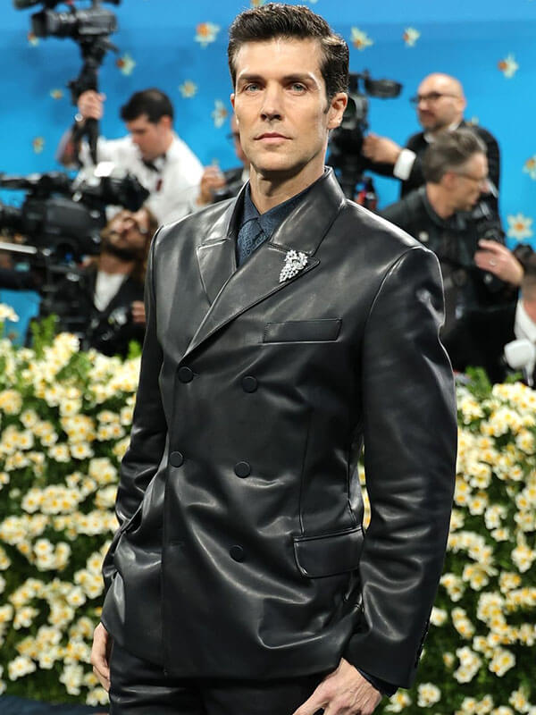 Roberto Bolle Met Gala 2025 Black Leather Blazer