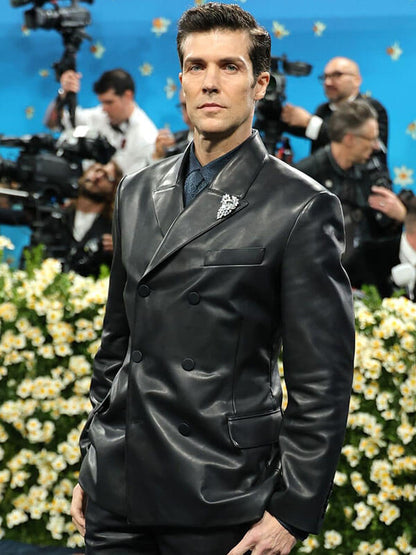 Roberto Bolle Met Gala 2025 Black Leather Blazer