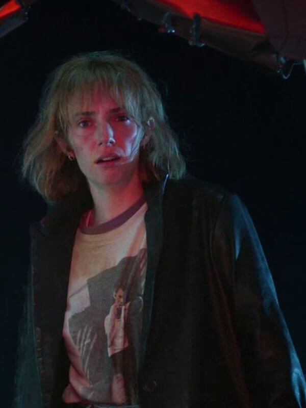 Robin Stranger things Season 05 Black Leather Coat