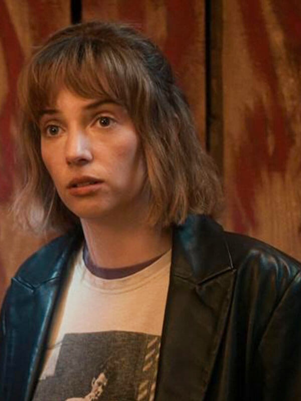 Robin Stranger things Season 05 Black Leather Coat