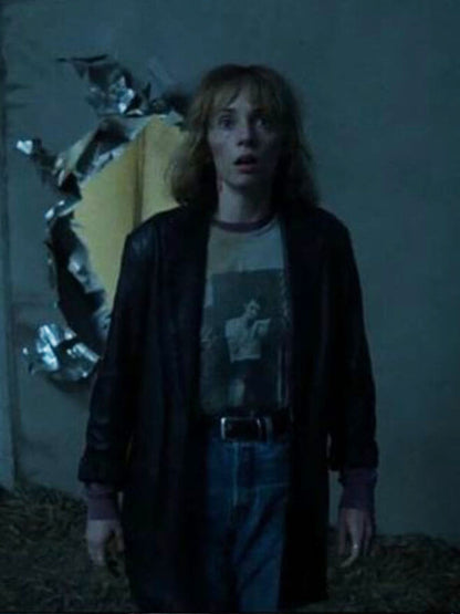 Robin Stranger things Season 05 Black Leather Coat