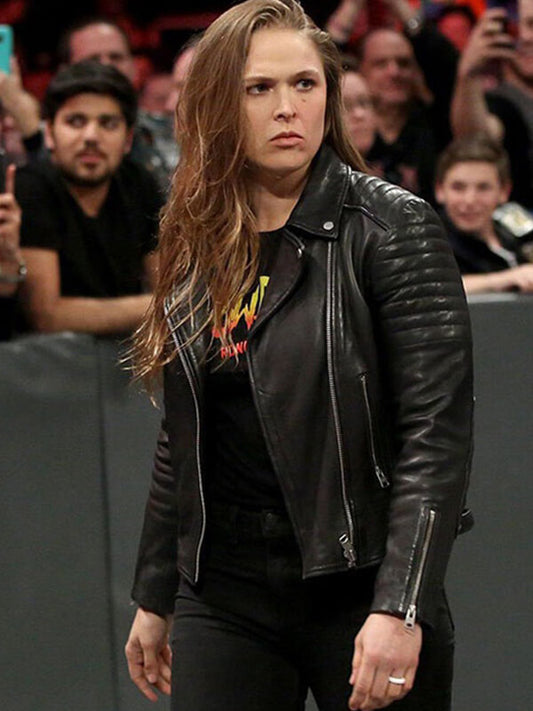 Ronda Rousey Black Quilted Leather Jacket