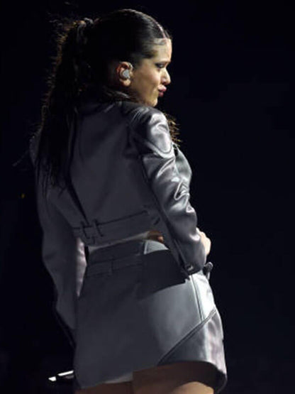 Rosalia Motomami Tour Bogota Grey Leather Moto Jacket