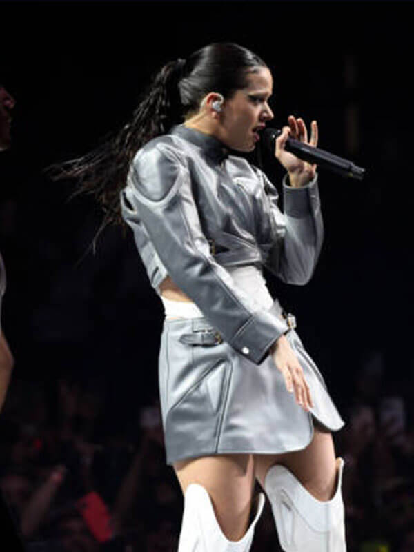 Rosalia Motomami Tour Bogota Grey Leather Moto Jacket