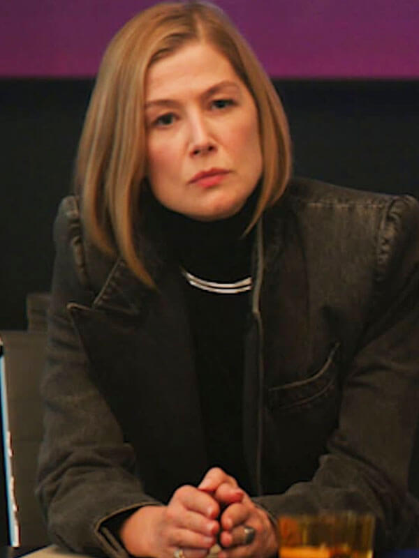 Rosamund Pike Ladies First 2026 Black Wool Coat