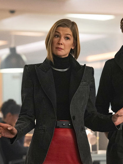 Rosamund Pike Ladies First 2026 Black Wool Coat