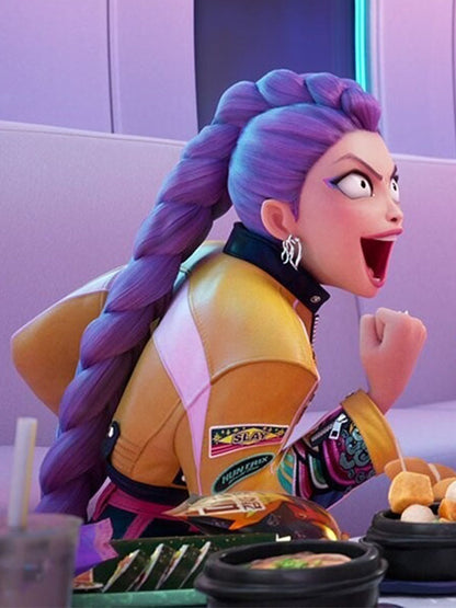 Rumi K-POP Demon Hunters Yellow Leather Jacket