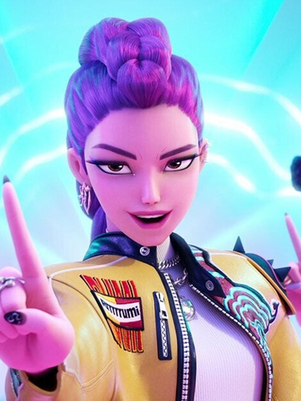 Rumi K-POP Demon Hunters Yellow Leather Jacket