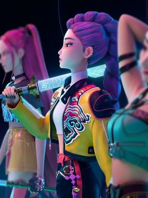 Rumi K-POP Demon Hunters Yellow Leather Jacket