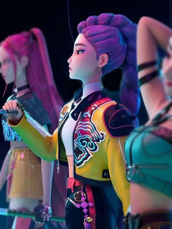 Rumi K POP Demon Hunters Yellow Leather Jacket