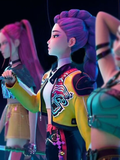 Rumi K POP Demon Hunters Yellow Leather Jacket