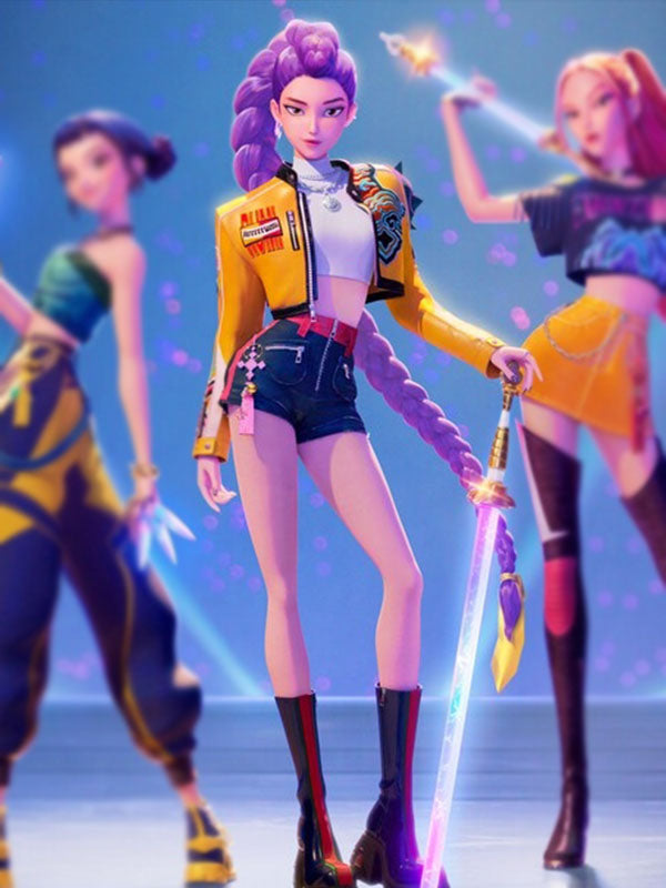 Rumi K-POP Demon Hunters Yellow Leather Jacket