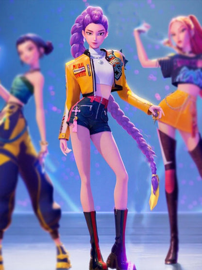 Rumi K POP Demon Hunters Yellow Leather Jacket