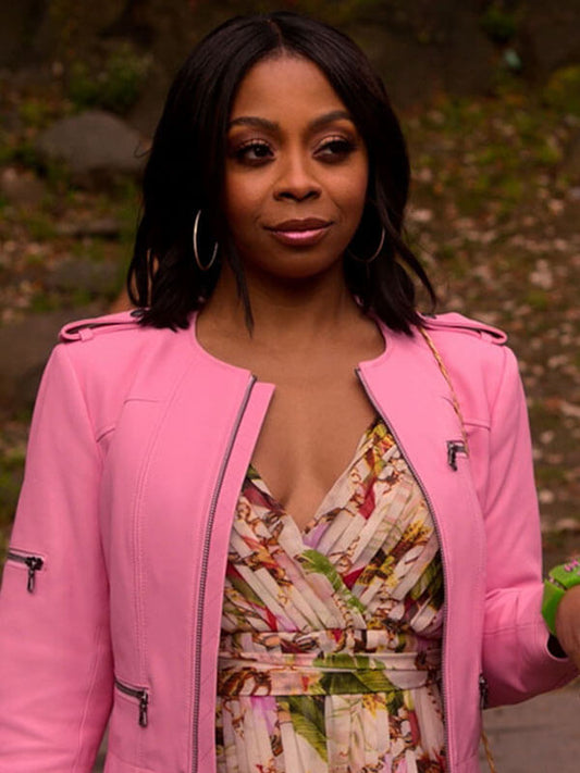 Run the World Bresha Webb Pink Leather Jacket  