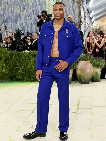 Russell Westbrook Met Gala 2026 Blue Cotton Jacket