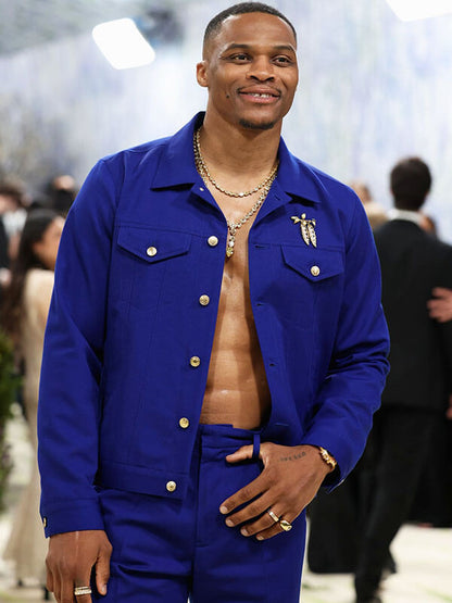 Russell Westbrook Met Gala 2026 Blue Cotton Jacket