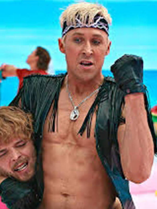 Ryan Gosling Barbie 2023 Black Leather Vest